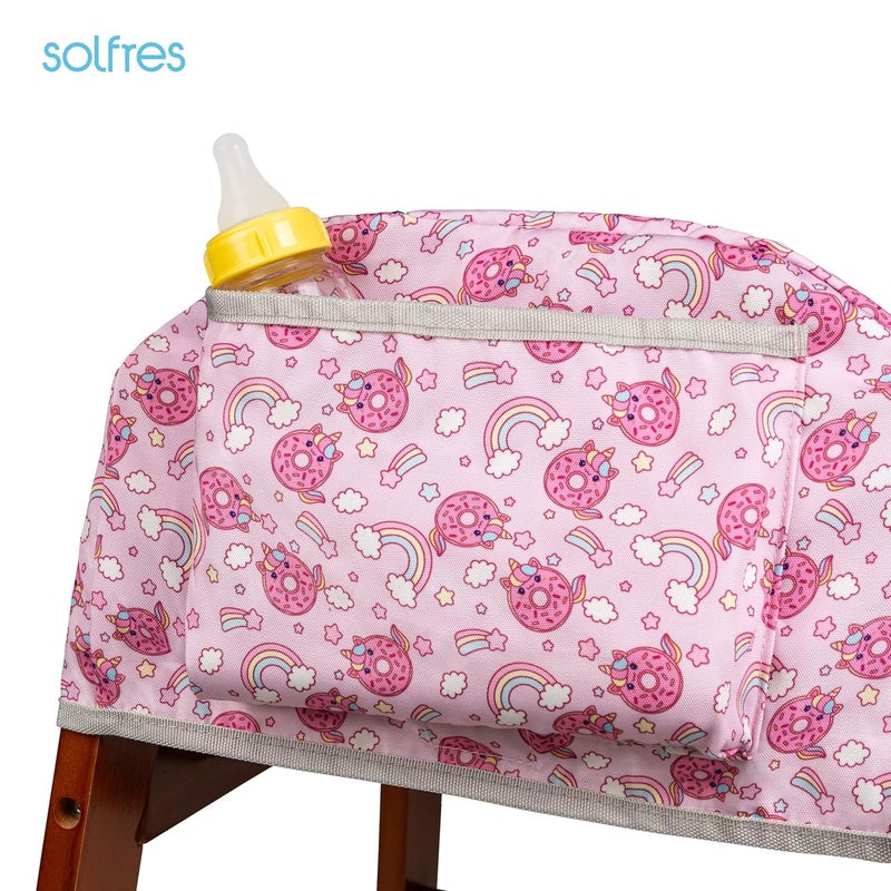 Solfres Dual-Belt High Chair Cover, Baby High Chair Cover, Upgrade Version, for Wooden or Restaurant High Chair, Sturdy and Robust Material, Rainbow Unicorn Donut - Image 5